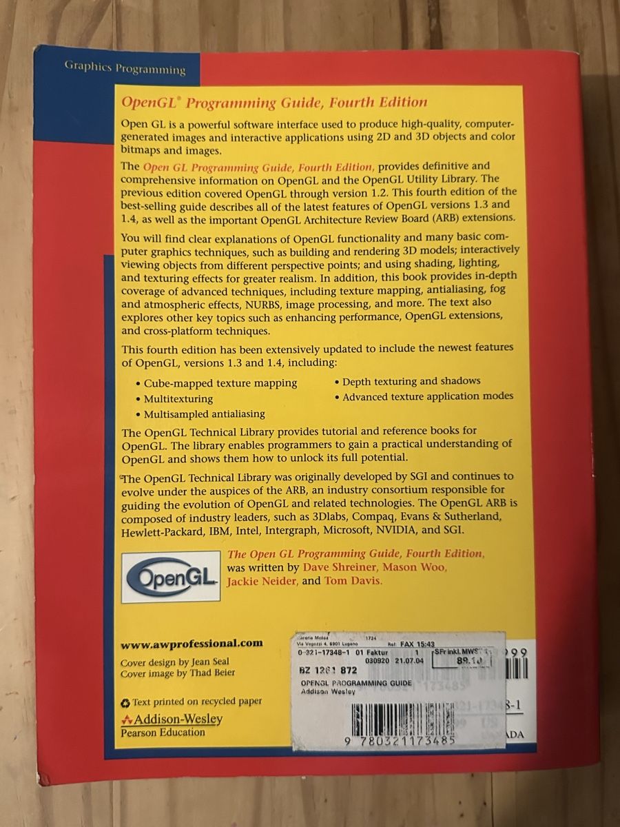 Libri: OpenGL Programming Guide 4. Edition Fachbuch Englisch – Usato da Fahrwangen venduto da lya_n6l6 1