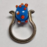 Silberring mit Murano Glasperle / Stachelperle #B2
