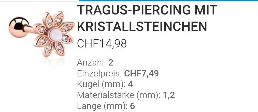 Gioielli per piercing: Piercing für Frauen – Nuovo e nell'imballaggio originale da Winznau venduto da zap_y6wx