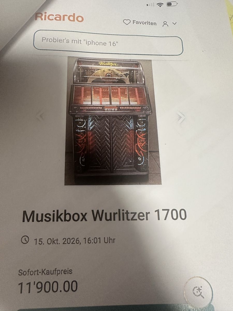 Wurlitzer Jukebox: Wurlitzer Jukebox alt wunderschön  – D'occasion à Rifferswil par Dominik0804 2