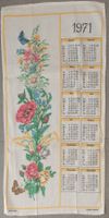 Vintage Küchenhandtuch mit Kalender-Design aus 1971