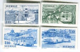 Briefmarken "Autobus, Tram". Schweden