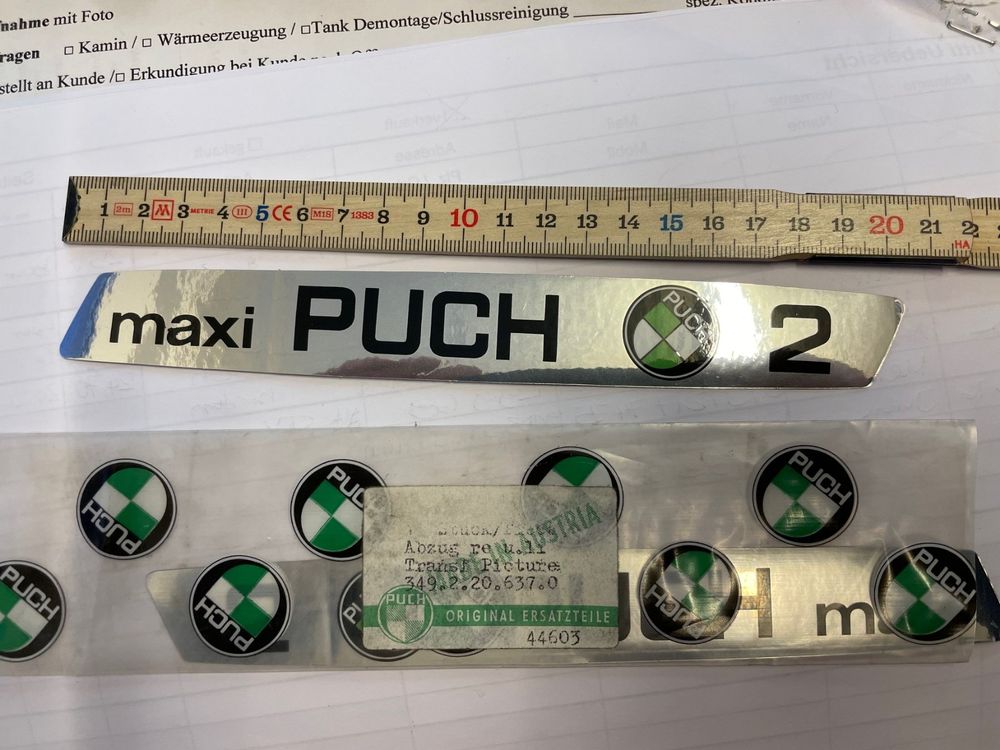 Töffli Puch Maxi Sticker Tank li/Re NOS (Neuf avec emballage d'origine ...