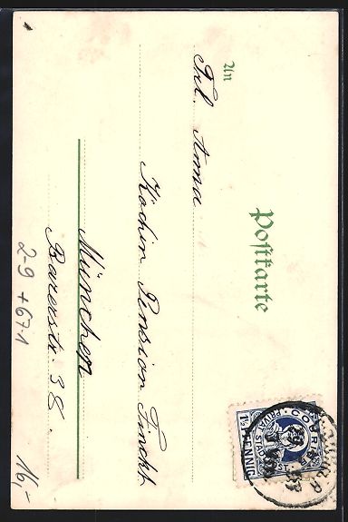 Cartoline postali: Litho München, Kraft-Arbeitsmaschinen-A – Usato da Berlin venduto da bartko-reher 1