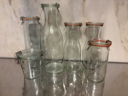 8 Weck Gläser und Flaschen Konvolut guter Zustand