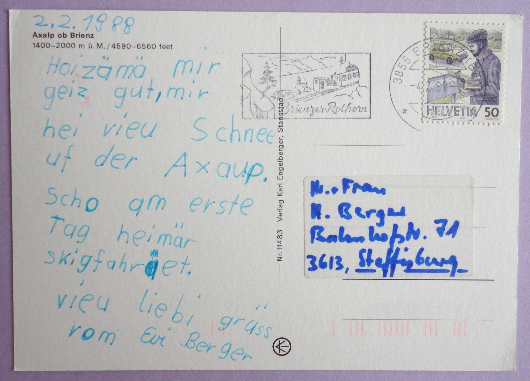 Cartoline postali: Axalp ob Brienz 1400-2000 m ü.M. – Difettoso da Fétigny venduto da Billy2miny 1