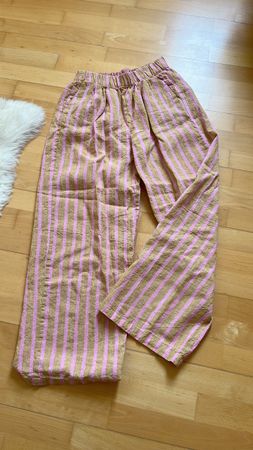 Leinen Hose gestreift pink/gold Gr S