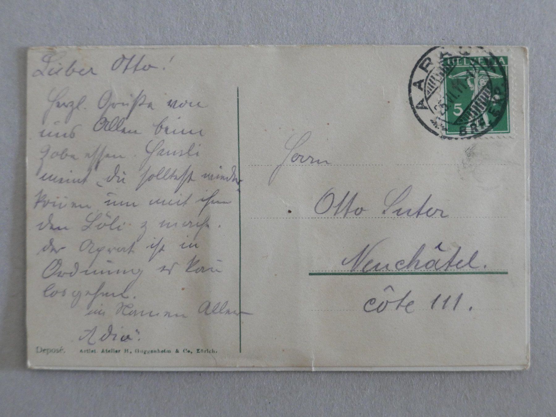 Cartoline postali: ANTIKE ANSICHTSKARTE MIT BILDERBOGEN GRUSS AUS AARAU 1911 – Usato da Balgach venduto da Zwischenraum 7