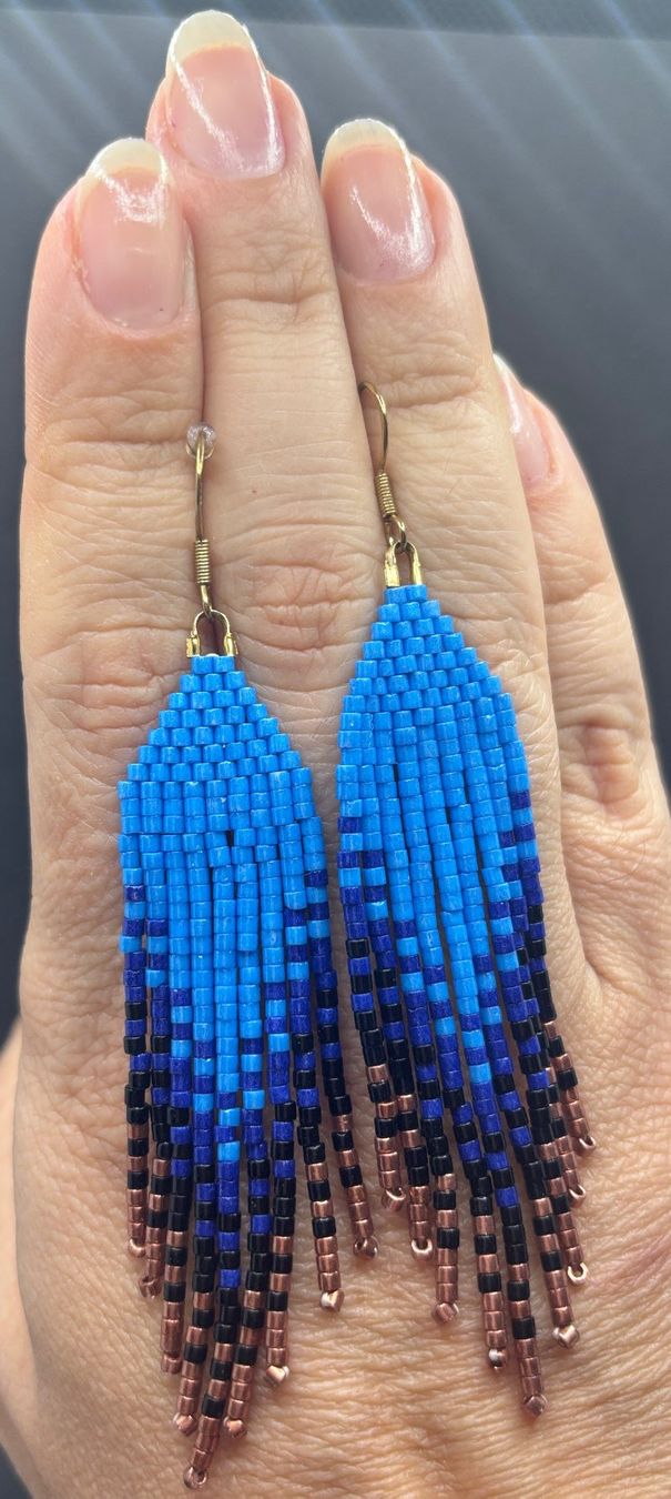 Orecchini pendenti & Orecchini a lobo: Fringe Earrings Blue /Fransen Ohrringe blau – Nuovo (secondo la descrizione) da Zürich venduto da ChicElegance_Jewelry 6