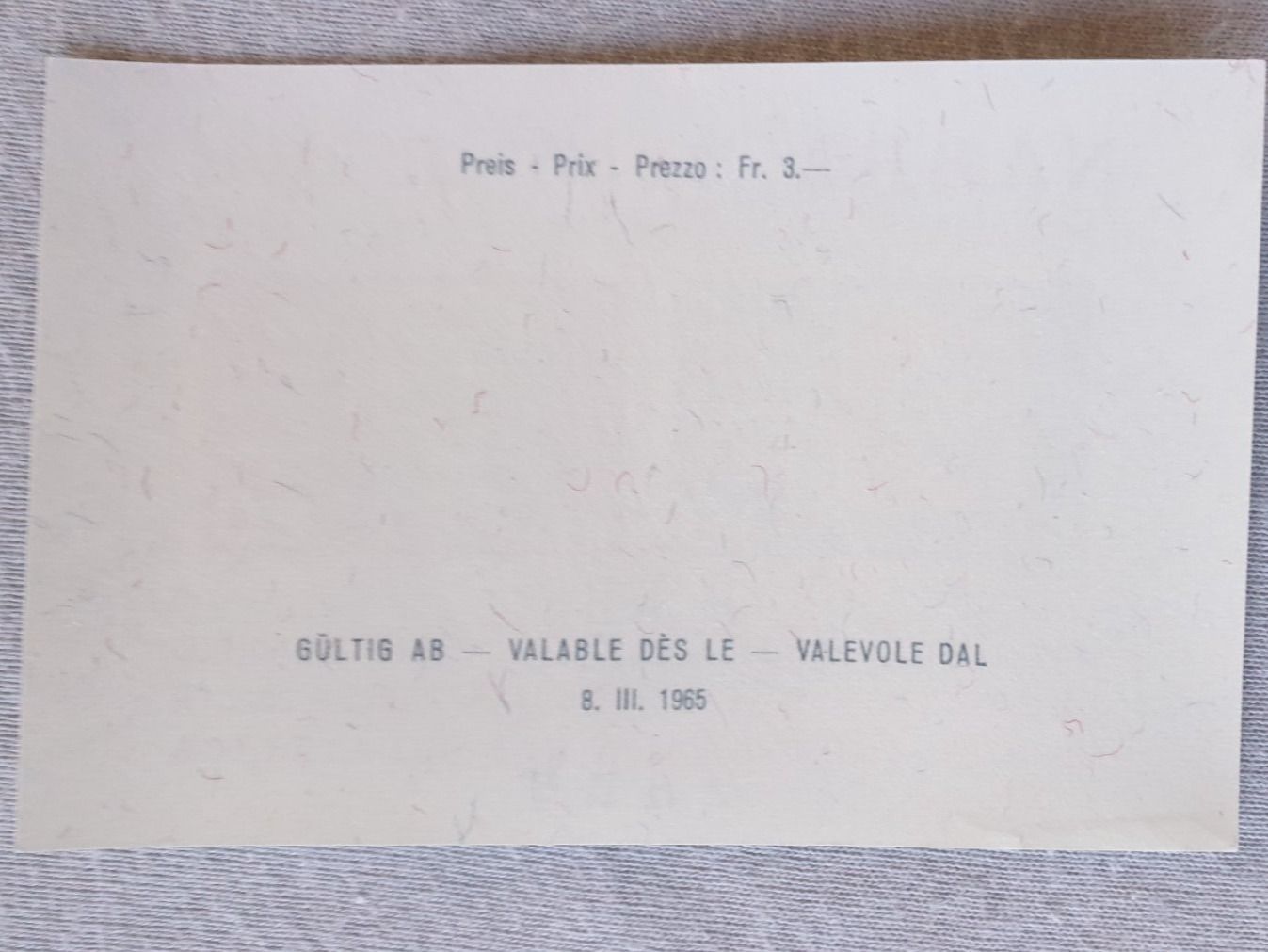 Tutti i francobolli: (393) NABRA 1965 BERN – Usato da Schwarzhäusern venduto da Inot3 1