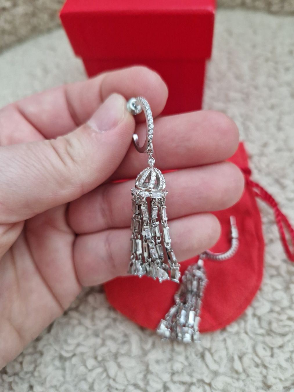 Altri gioielli: Schmuck-Set: Ring & Ohrringe mit Kristallen Quaste edel – Nuovo e nell'imballaggio originale da Erlinsbach SO venduto da ULIKH 3