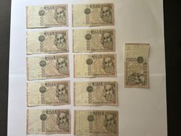 Italien Banknoten-Lot 1000 Lire, Marco Polo (11 Noten)