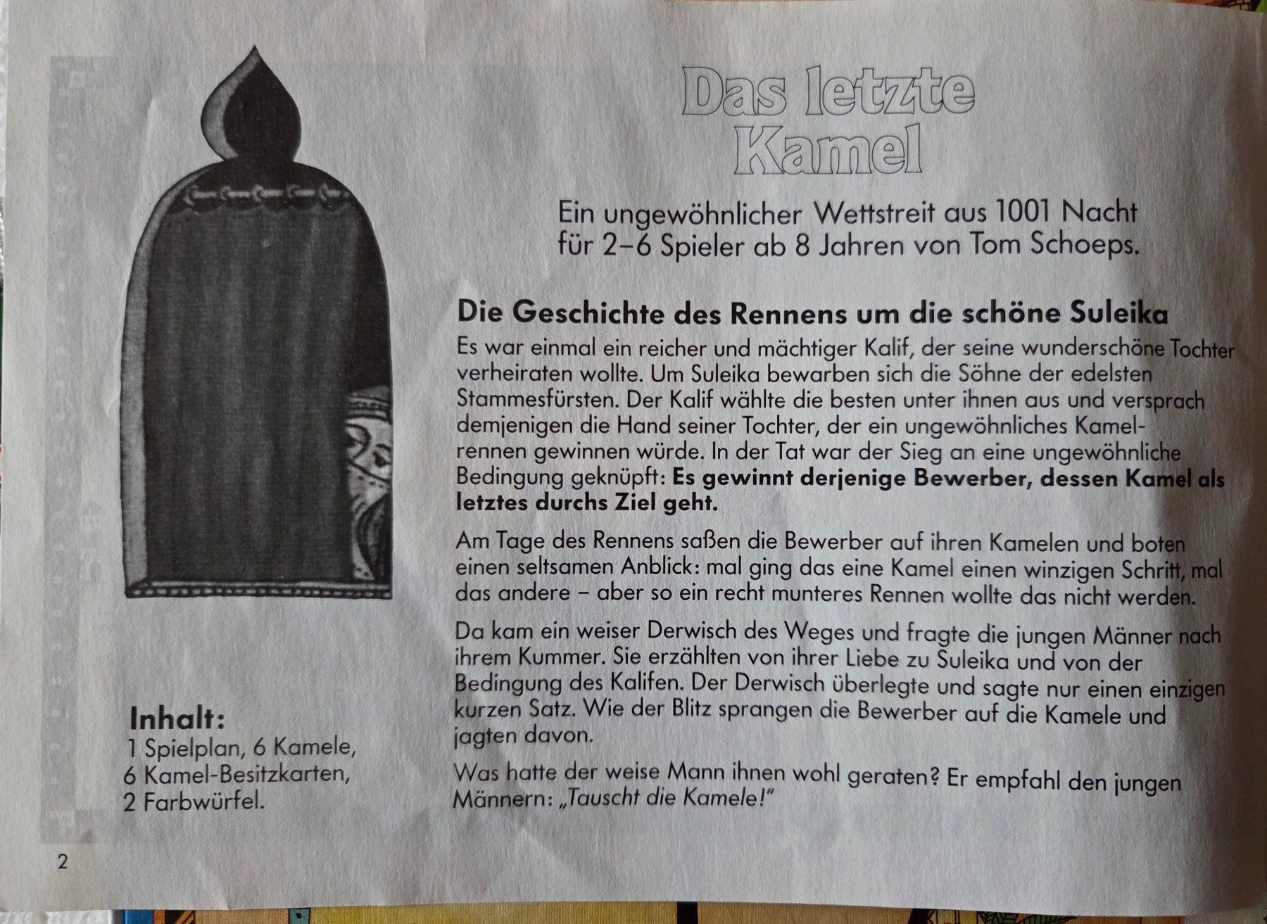 Spiele: Das letzte Kamel - Brettspiel von F.X.Schmid 1989 – Gebraucht aus Gossau SG von tenerife11 5