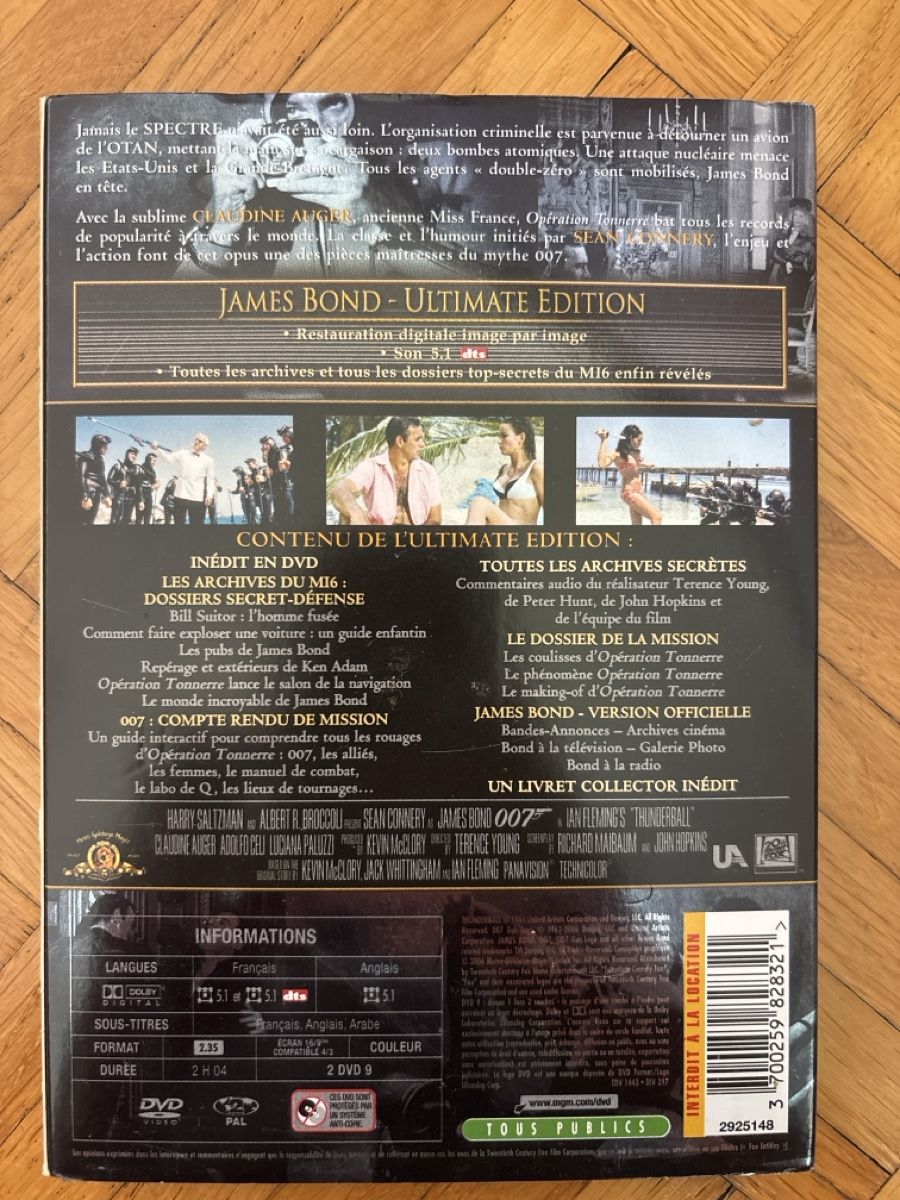 Tutti i DVDs: James Bond - Opération Tonnerre - Édition Collector DVD! – Nuovo (secondo la descrizione) da GENÈVE venduto da Gaasss 1