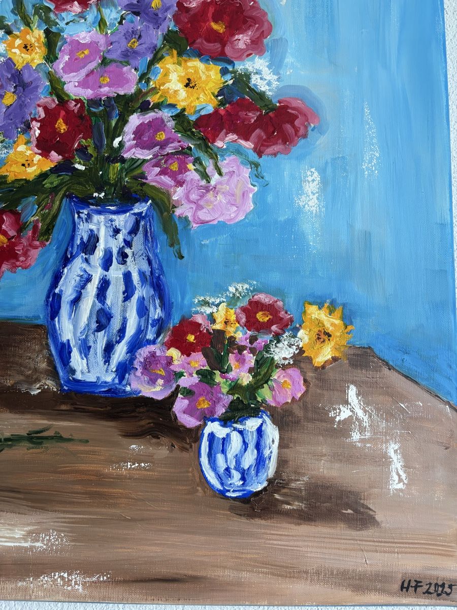Dipinti: Gemälde: Blumenstillleben mit blauer Vase – Nuovo (secondo la descrizione) da Cham venduto da Felha 3