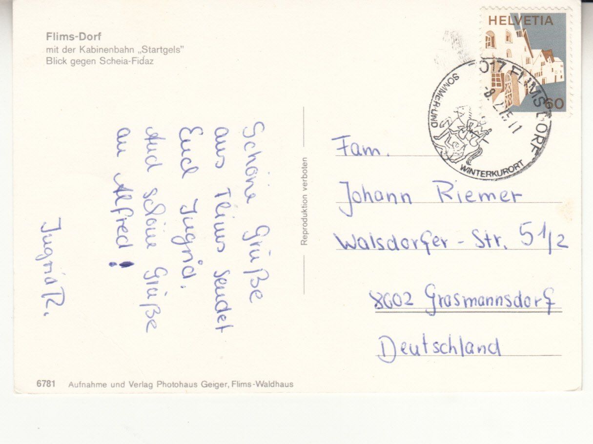 Cartes postales: Flims 1975 – D'occasion à Bürglen TG par StampGraf 1