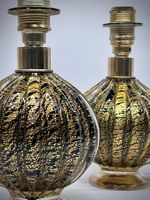 Murano Lampenpaar – Sommerso Oro & Rigadin, 1950–70, Italien