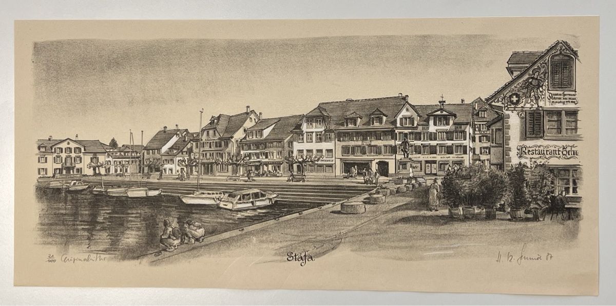 Grafica & Litografie: Lithografie von Stäfa nummeriert und signiert 1987 – Usato da Adliswil venduto da buch_und_kunst 1