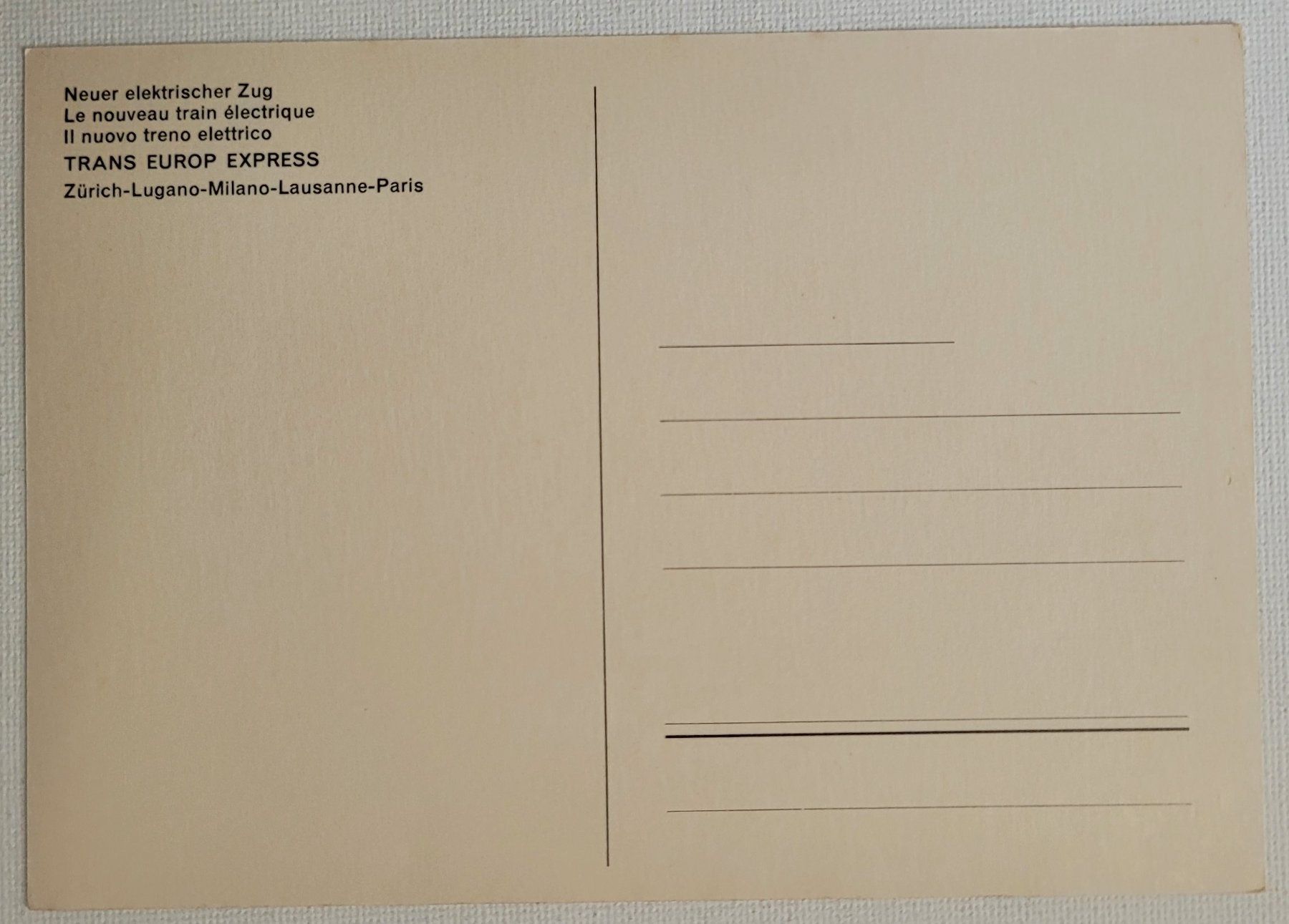 Cartoline postali: TRANS EUROP EXPRESS – Nuovo (secondo la descrizione) da Neftenbach venduto da Mador6 1
