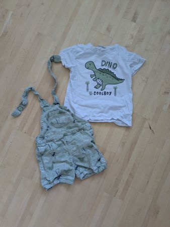 Kurze Latzhose mit Shirt Gr. 98