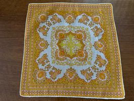 Taschentuch retro Blumenmuster gelb orange weiss guter Zu...