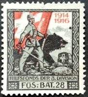 Soldatenmarke 1.WK, Füsilier Bat 28, weiss, Wi 3.Div 16