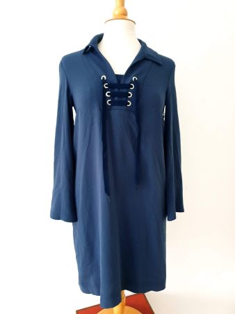 MAX MARA WEEKEND XS BLAU KLEID DRESS MIT SCHNÜRUNG BÄNDEL