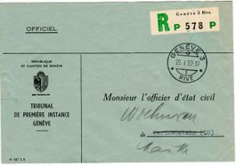 R - Brief Genève 3 Rive Officiel 1957