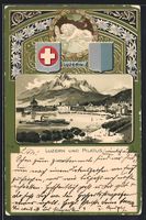 Luzern, Ortsansicht mit Pilatus und Pass