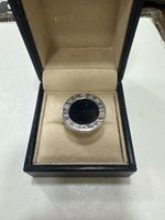 BVLGARI Ring 18K Weissgold mit Onyx Gr. 54,Box,14.52 gr