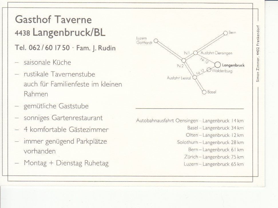Cartoline postali: Taverne Langenbruck um 1995 – Usato da Bürglen TG venduto da StampGraf 1