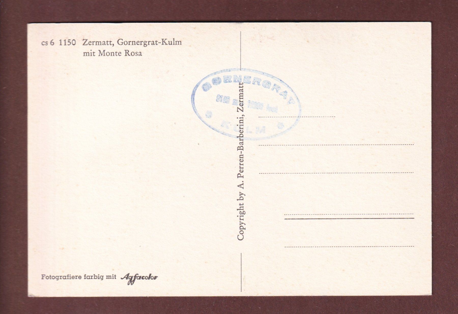 Ansichtskarten: GORNERGRAT-KULM - Bahn – Gebraucht aus Pully von nicecards-shop 1