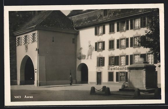 Cartes postales: AK Aarau, Strassenpartie mit Restaurant – D'occasion à Berlin par bartko-reher