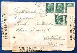 1941 Italien Zensur Brief Bríndisi nach Zürich