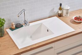 945 - Granit Mineralite Küchenspüle Denver 86x50cm Weiss
