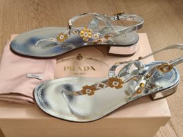 PRADA Sandalen Gr.40  silver/Gold 1 x getragen