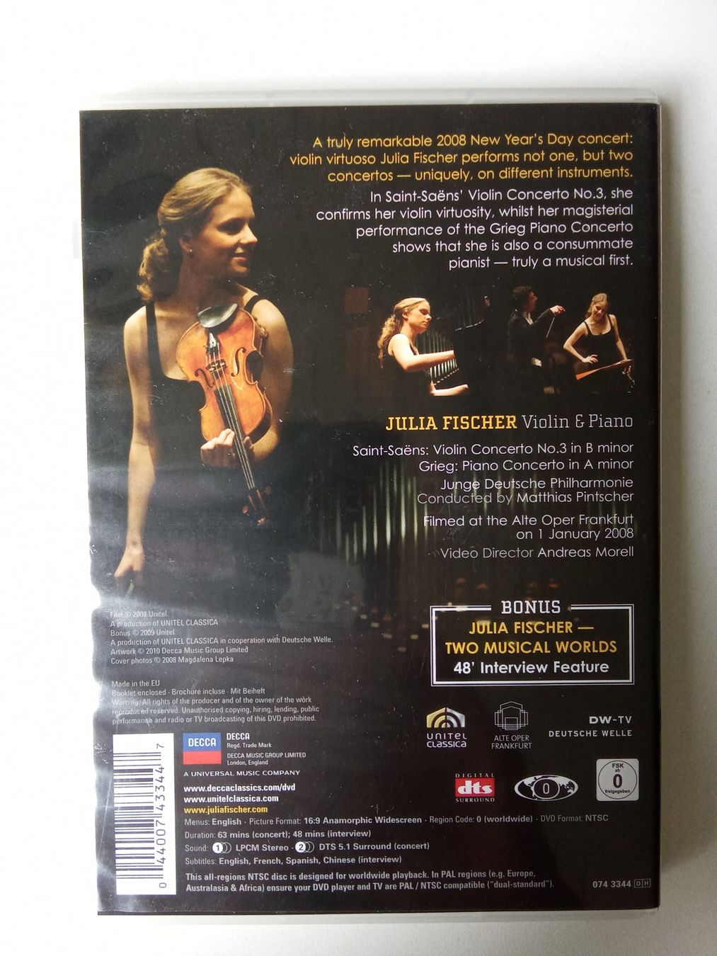 Tutti i DVDs: Julia Fischer spielt ein Violinkonzert & ein Klavierkonzert – Usato da Bilten venduto da Bora3 1