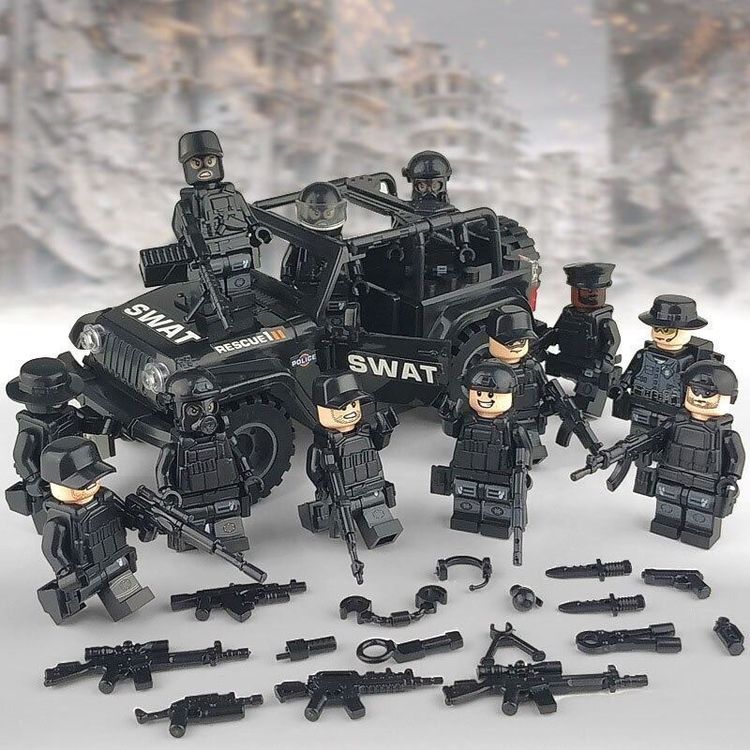 12x  SWAT SOLDATEN- Minifiguren & Auto 1