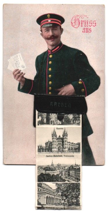 Cartoline postali: Leporello-AK Aachen, Briefträger, Haupt – Usato da Berlin venduto da bartko-reher