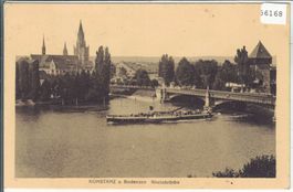 Konstanz a. Bodensee - Rheinbrücke mit Dampfer