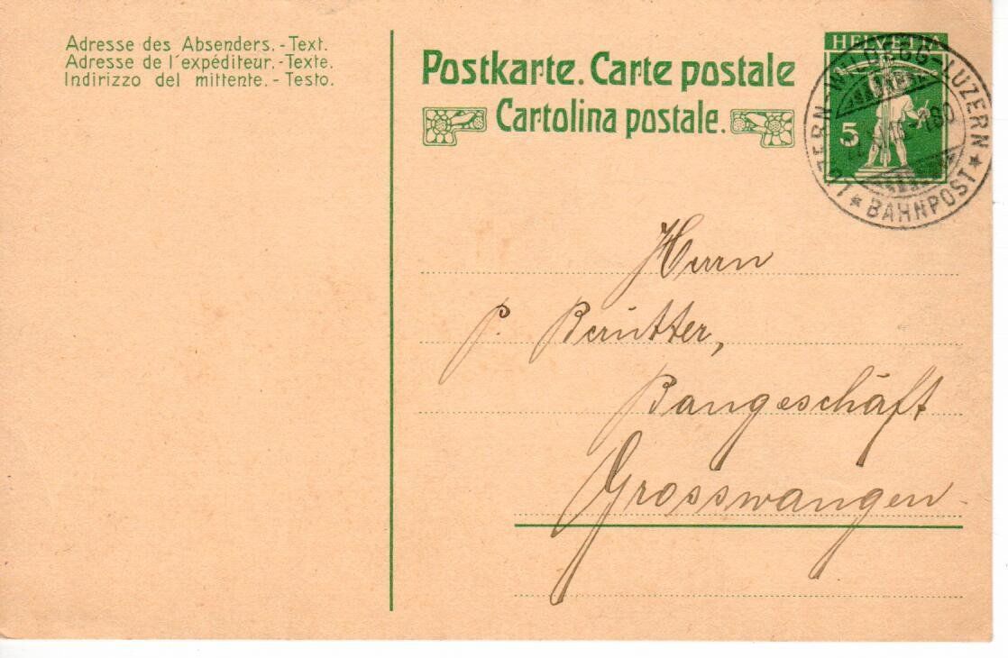 Tutti i francobolli: PK, Luzern - Wildegg - Luzern Bahnpost 1916 – Usato da Wolhusen venduto da Curver9