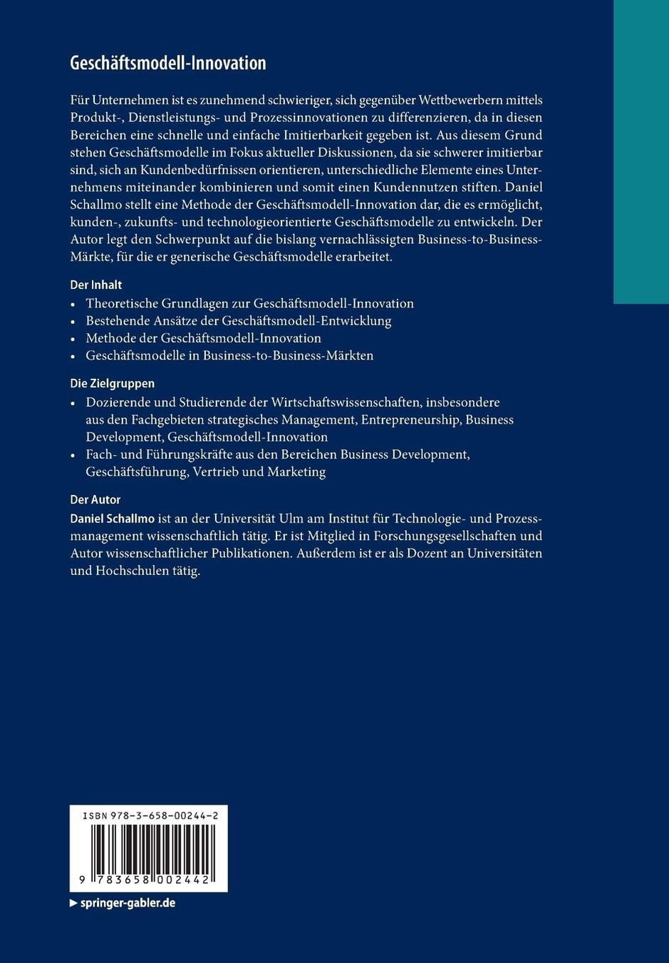 Livres: Geschäftsmodell-Innovation - Daniel Schallmo/Springer Gabler – D'occasion à Volketswil par Happy-Stuff 1