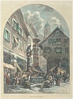Partie aus Zürich. Ansicht von Zürich Altstadt.