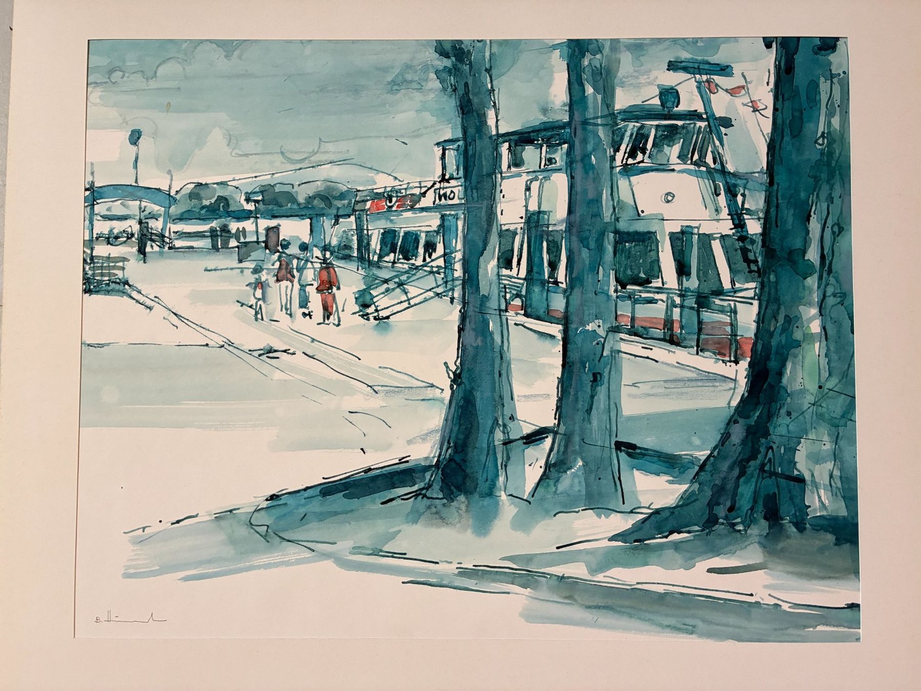 Dipinti: Schiffs-Station Ermatingen, Aquarell, 58x45, 1991, – Usato da Biberist venduto da longimanus3 1
