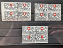 Pro Patria 1951 5 Rp. im Viererblock gestempelt