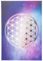 Postkarte - Universum, Blume des Lebens silbern