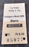 Billette Schweiz Rubigen o Worb SBB Bern 2. Kl. 05077