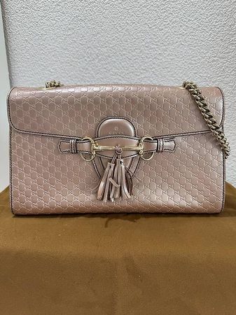 Gucci Emily Guccisima Handtasche Schulter Metallic Pink