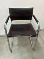 Designer Freischwinger-Stuhl Stella Chromstahl mit Leder