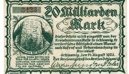 Schleswig 20 Mrd.Mark 14.08.1923 VZ-VZ+ mit Stempel